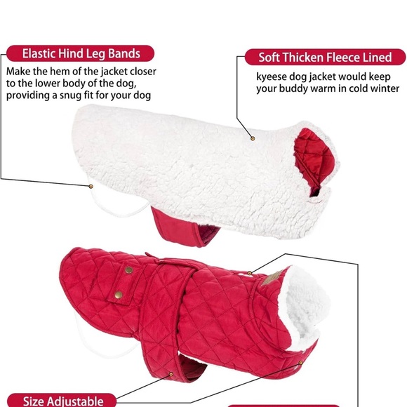 Kyeese Red Quilted Dog Jacket - Picture 5 of 6